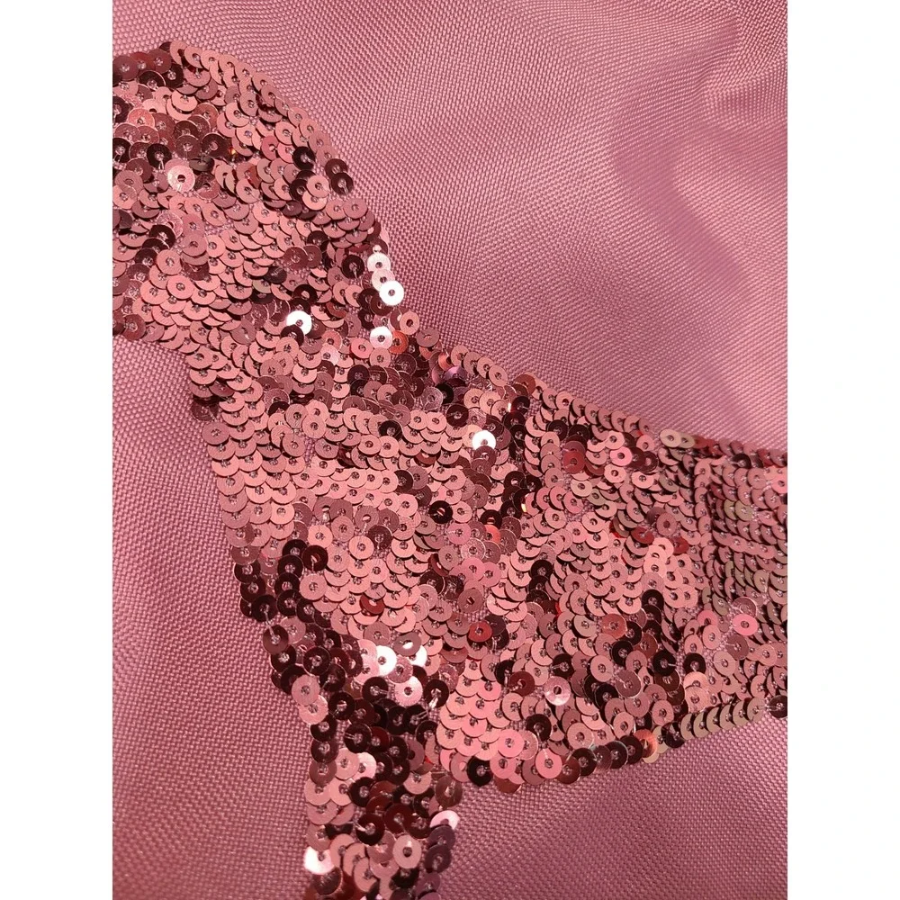 VS Victoria's Secret PINK Large Tote Beach Bag‎ Pink Sequin Dog Design Zipper